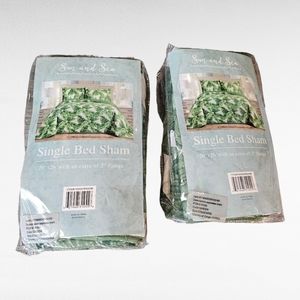 Sun and Sea Single Pillow Seychelles Sham Green Leaves Set of 2